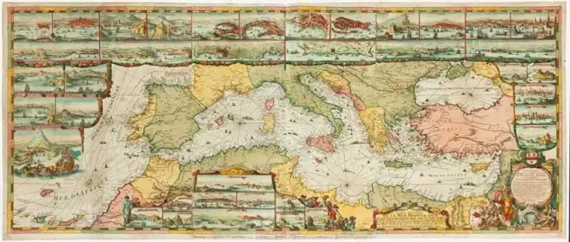 La Nueva Carta del Mar Mediterráneo de Romeyn de Hooghe es espectacular.