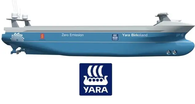 El barco autónomo YARA Birkeland es un diseño de Marin Teknikk