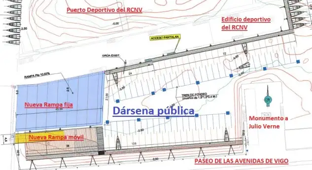 Con una inversión del orden del medio millón de euros, Vigo va a contar a muy corto plazo con una instalación de primerísimo nivel para la organización de eventos deportivos de corte náuticos, sin los viejos obstáculos de las sociedades que se hicieron alegalmente con el frente marítimo de las ciudades
