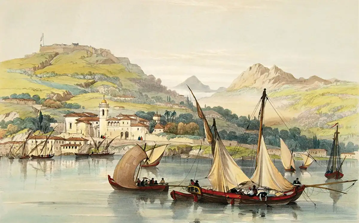 Este fue aproximadamente el Vigo, que se encontraron los primeros catalanes que llegaron a la entonces pequeña población de apenas medio millar de habitantes en la mitad del siglo XVIII (Colección Seoane & Prado)