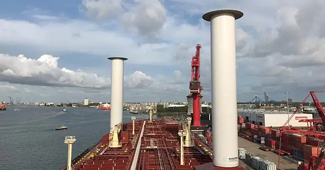 La prueba de estas “velas cilíndricas” forma parte de un proyecto conjunto de Maersk Tankers, Energy Technologies Institute (ETI) y Shell Shipping & Maritime