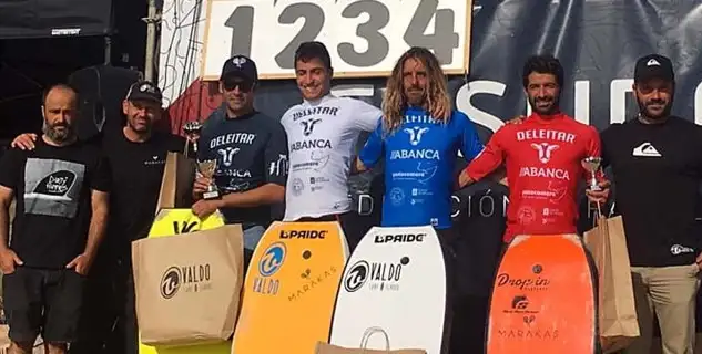 Nacho García, Diego Fernández, Javier Fidalgo e Iago Bértalo se proclamaron vencedores en la Copa Galicia de Bodyboard la segunda prueba puntuable de LaLiga de Bodyboard 2018
