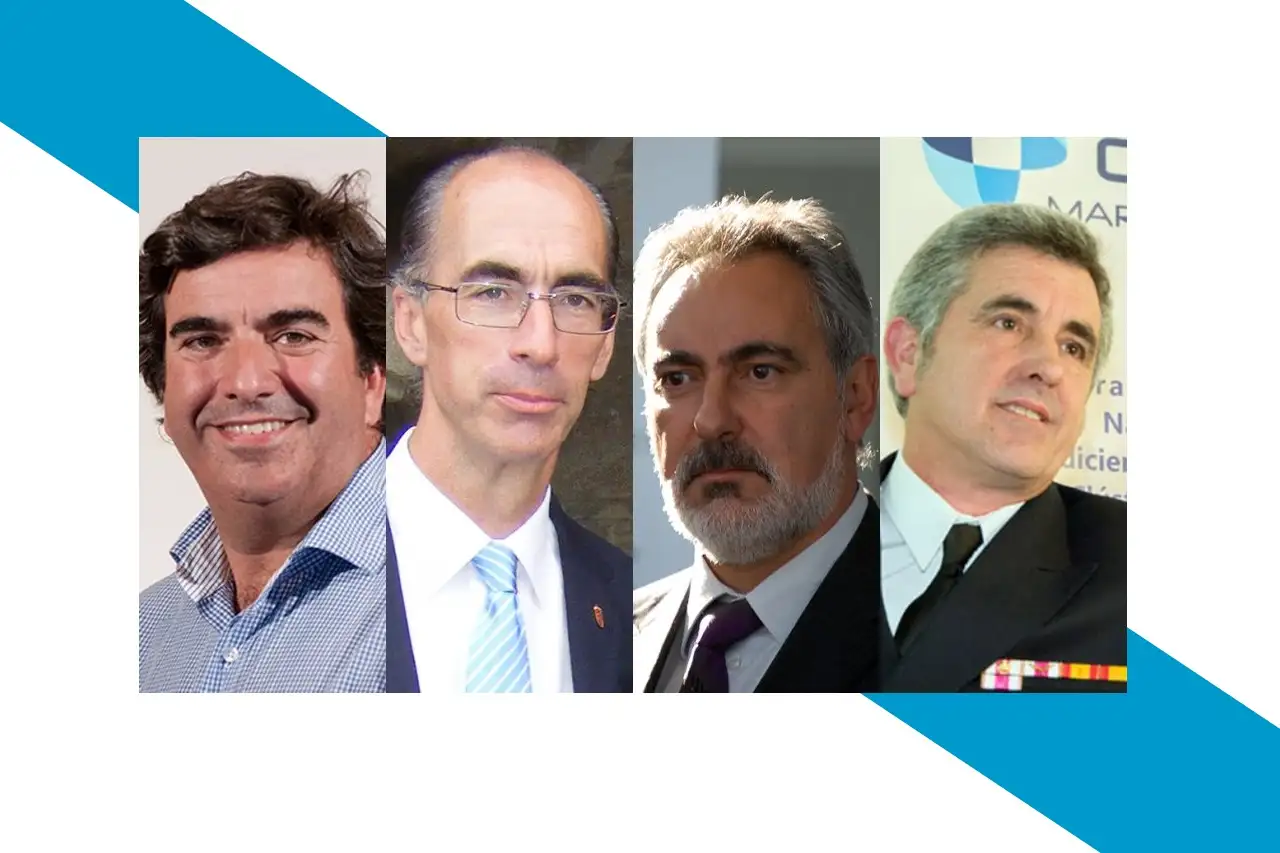Martín Fernández Prado (puerto de A Coruña), Jesús Vázquez Almuíña (puerto de Vigo), José Manuel Cores Tourís (Vilagarcía) e Indalecio Seijo (Ferrol) (Fotografía de El Mercantil)