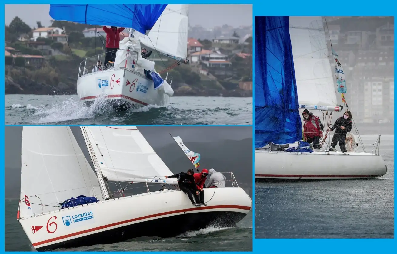 Los equipos aprovechan la jornada para tomar contacto con los Figaro, monotipos con los que se realizarán las regatas (Fotos María Muíña)