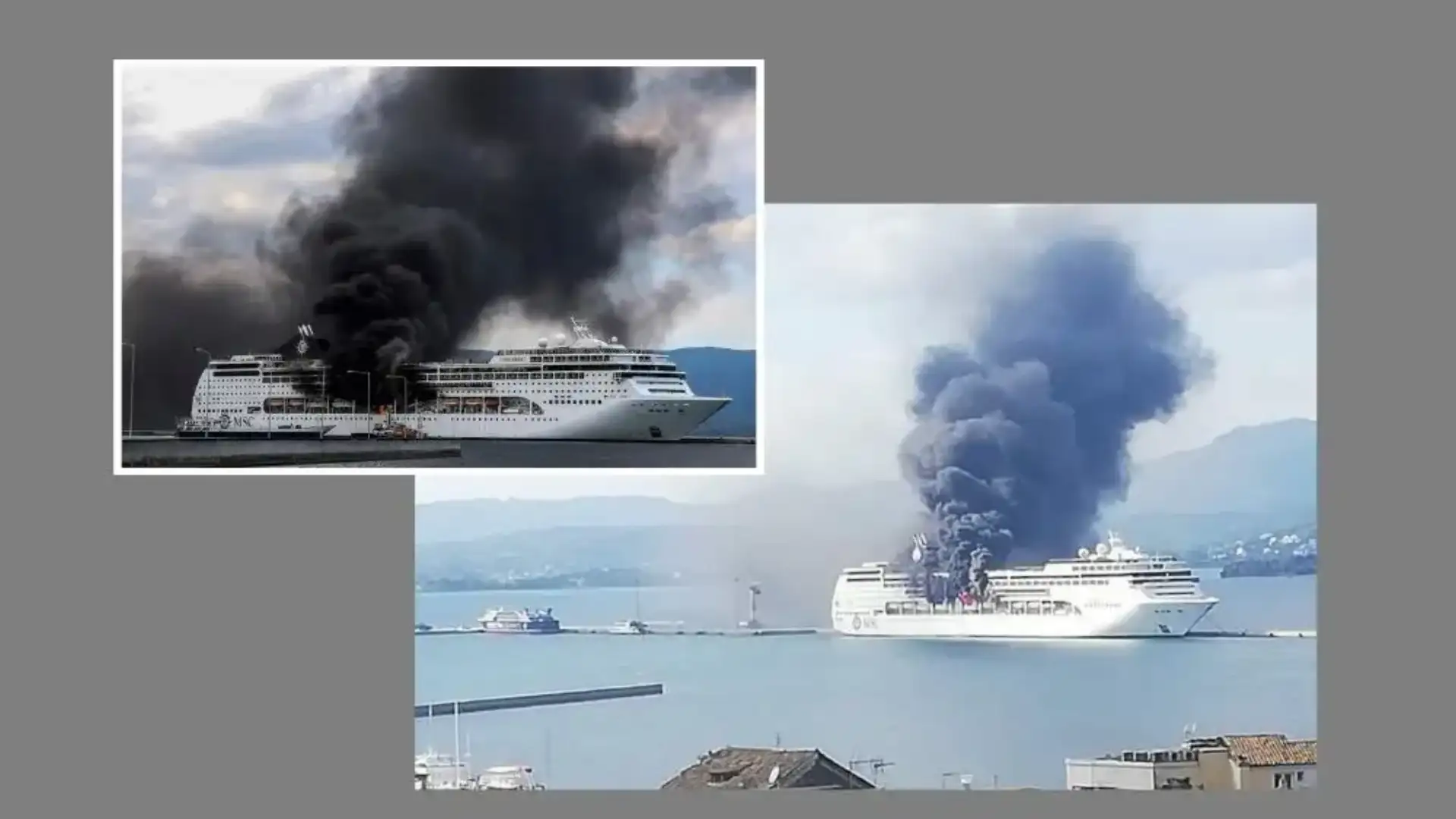 La crociera MSC Lírica brucia di fronte alla Grecia quando era in attesa di iniziare l'attività