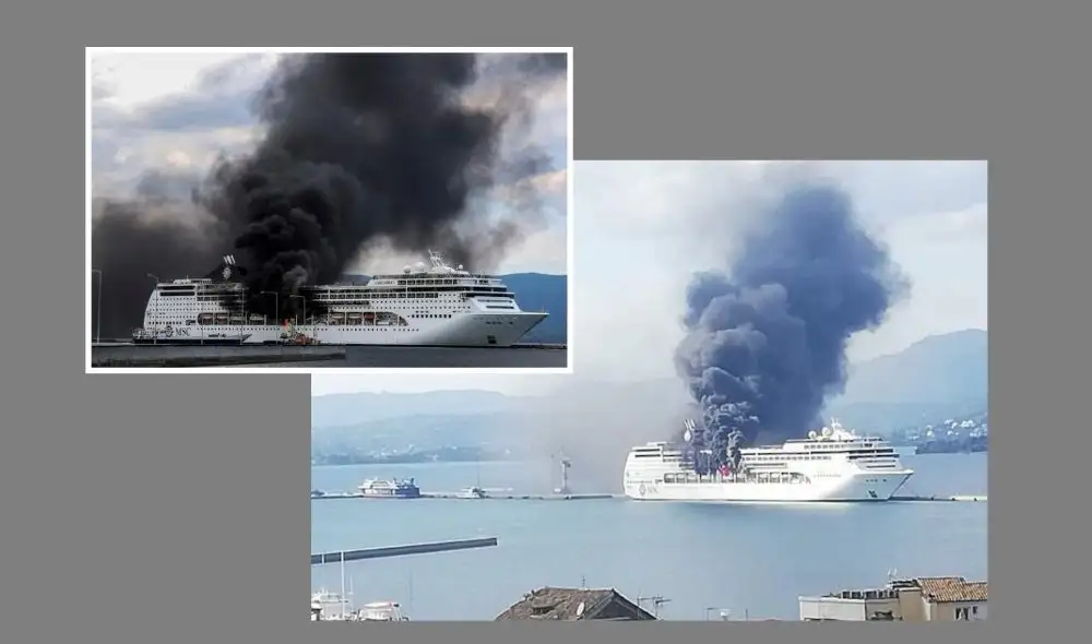 Al parecer el incendio se inició en la parte zona central del barco hacia el mediodía, citando medios locales. La tripulación, que se encontraba a bordo, ya ha abandonado el buque por orden de la compañía (Fotos de twitter y www.puentedemando.com)