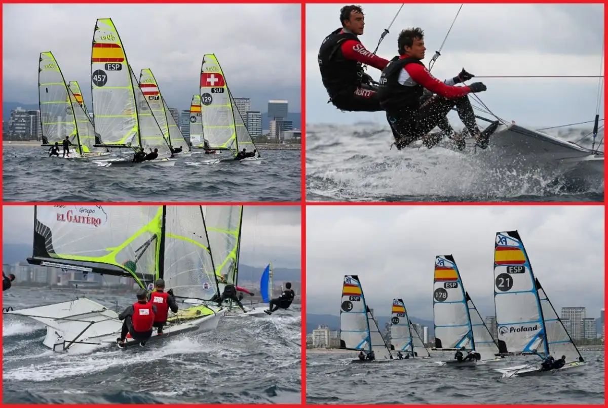 Y, por fin, ha llegado el esperado viento a Barcelona. Después de una primera jornada marcada por un viento suave en el Campeonato de España de 49er y 49erFX que se está disputando en el Barcelona International Sailing Center (BISC), el segundo día ha disfrutado de unas generosas rachas que han alcanzado los 15 nudos de componente noreste (Fotos Oscar Torrades)