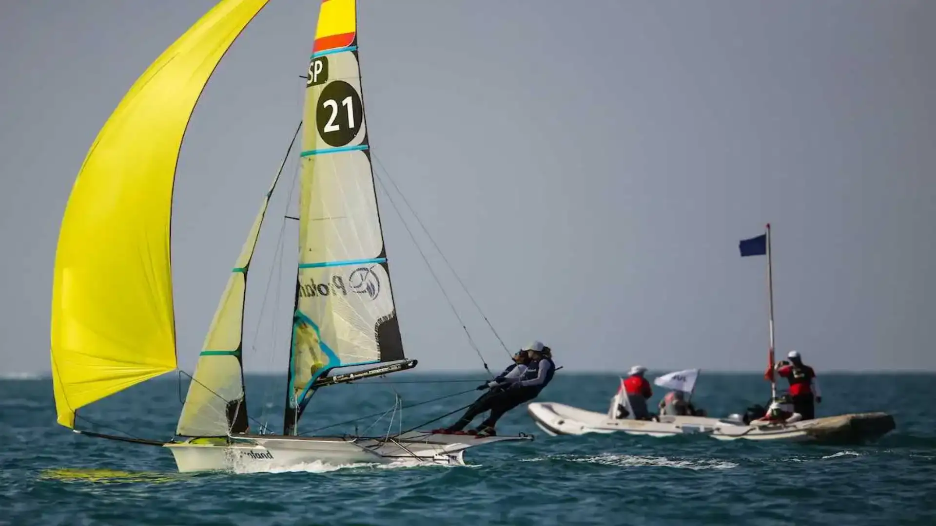 Patricia Suárez (Vigo) e María Cantero (Las Palmas) nella 49erFX World Cup di Oman