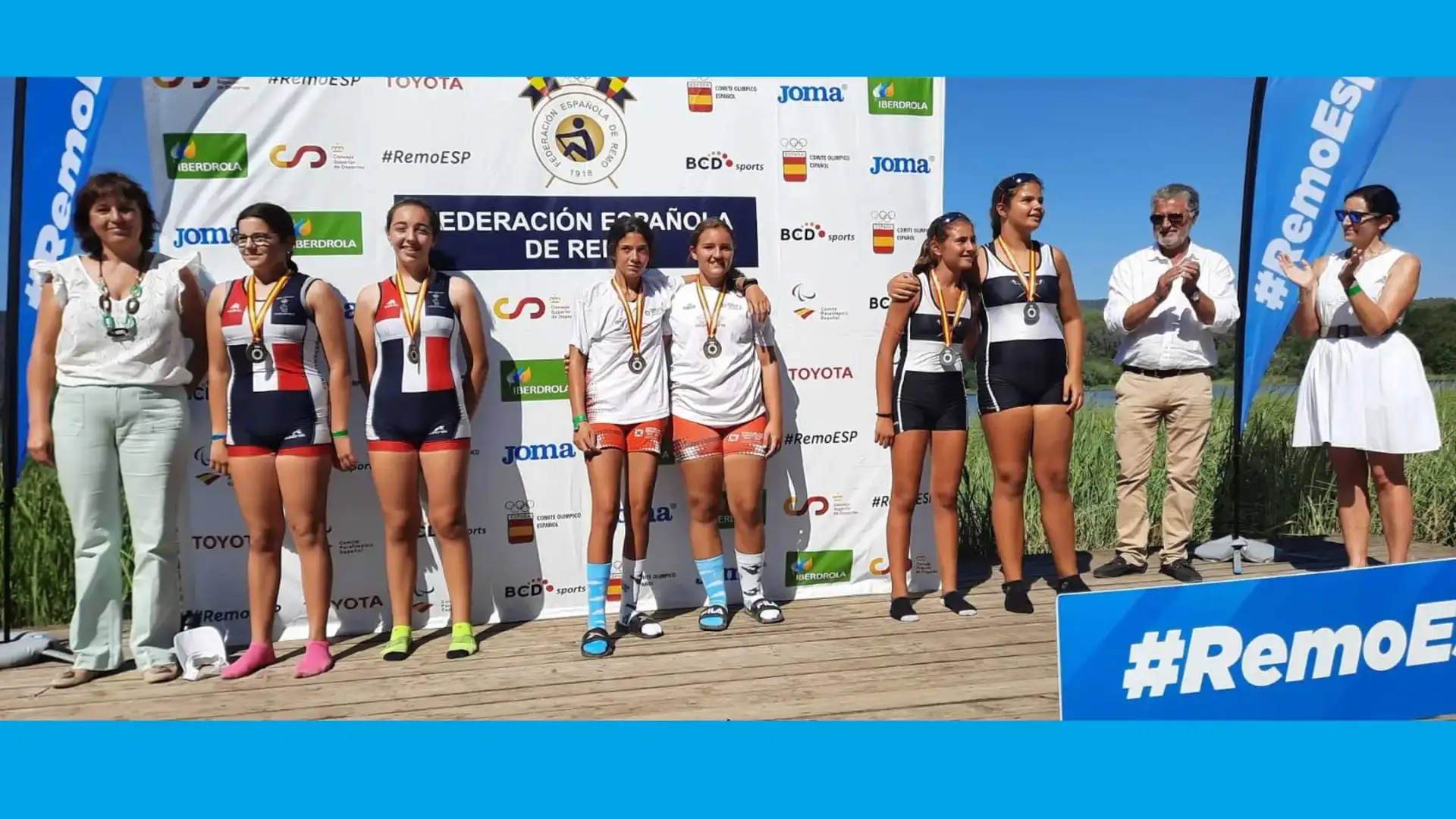 Club de Remo Gudalquivir, Nautico de Sevilla e Remo Ribadeo podio in Banyoles