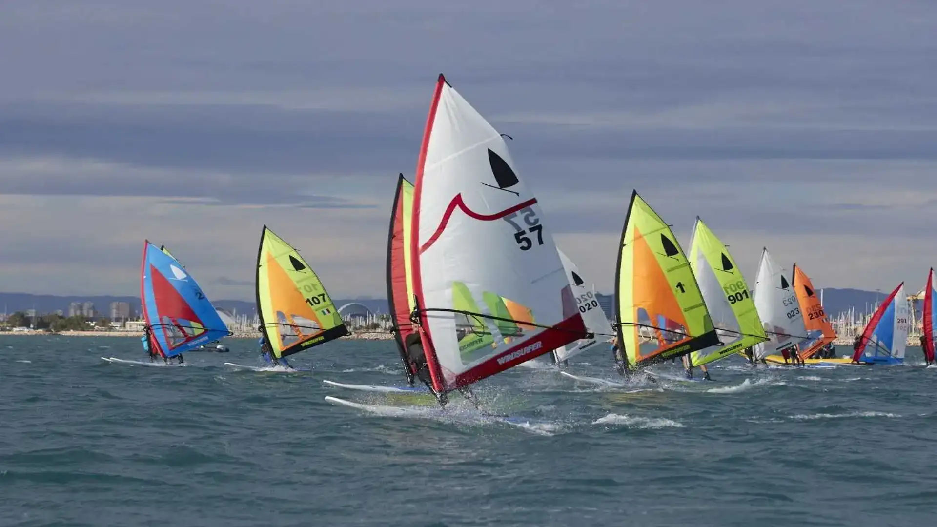 Concentrazione di tavole da windsurf vintage al socario della Sala Valenciana